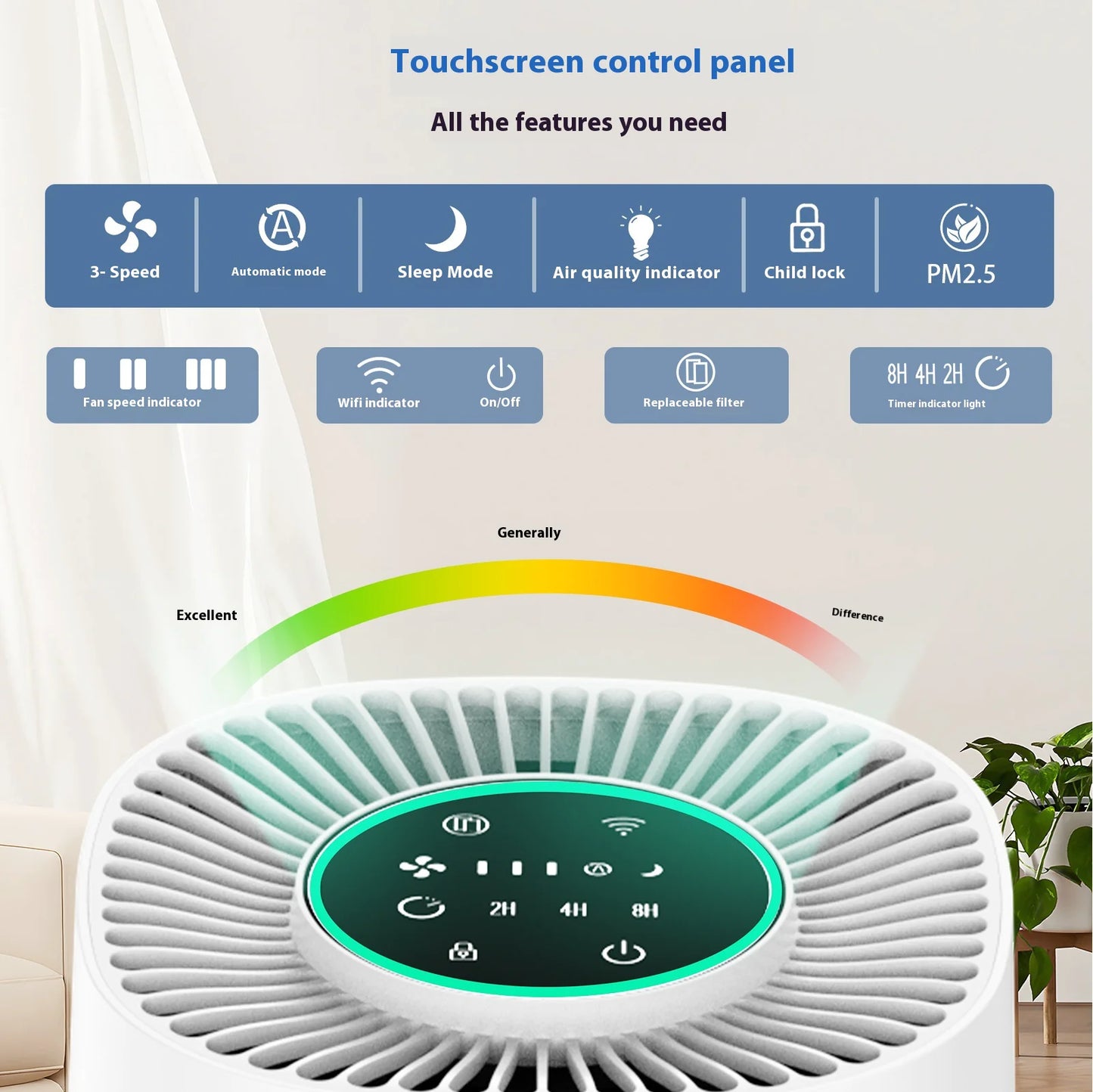 ✨ Breathe Better – Smart WiFi Air Purifier for Home &amp; Office